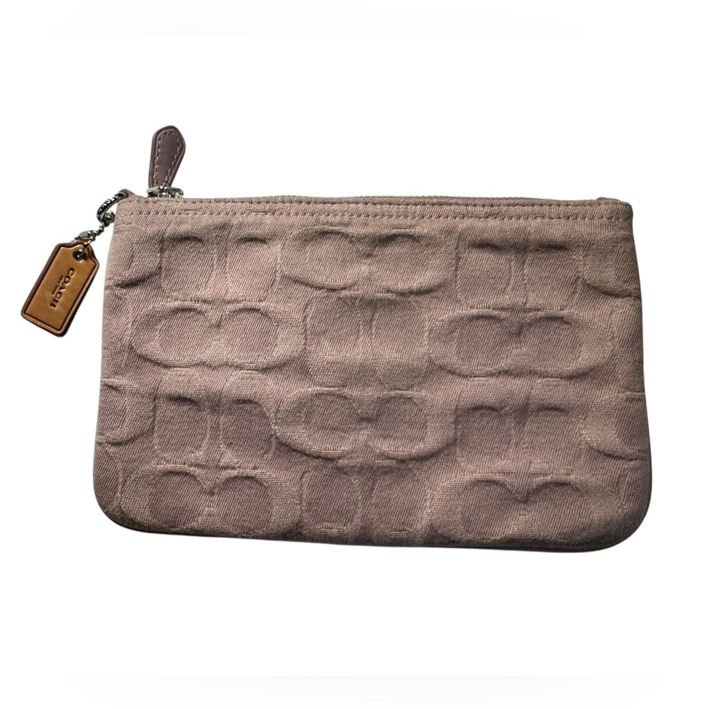 Coach High End Embossed Mauve Gray Soft Wallet Bag NICE
